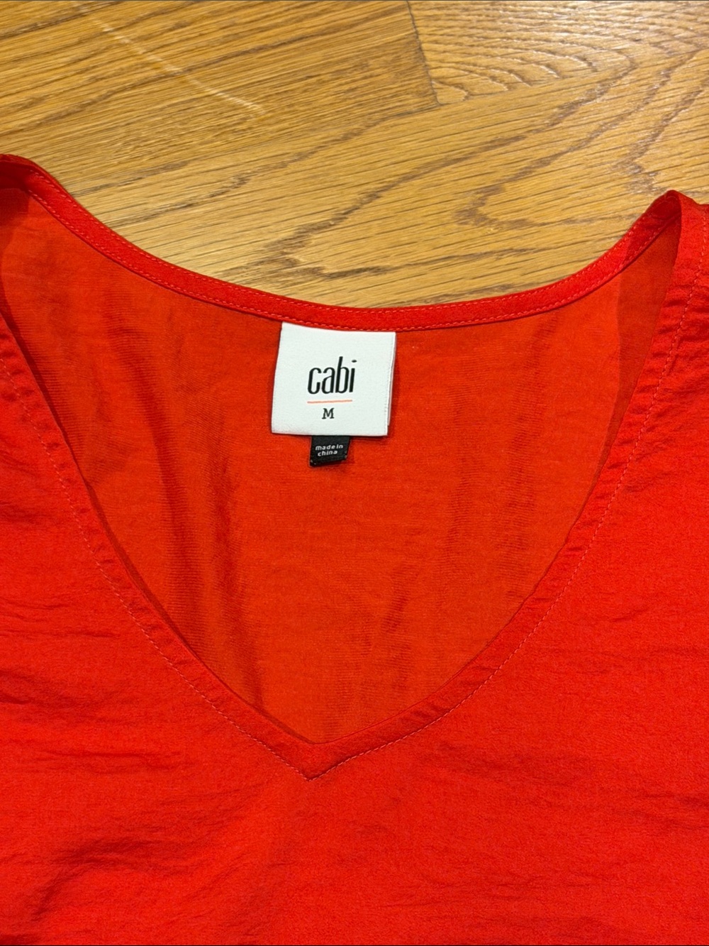 CAbi Red V-Neck Ruched Sleeve Tunic Top - Picture 2 of 3